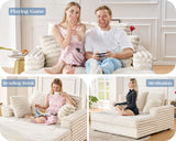 VanAcc 53 Inch Chaise Lounge Indoor, Upholstered Sofa Bed with Throw Pillows and Armrests, Sleeper Chair- Plush Chair Bed for Living Room, Off-White VanAcc