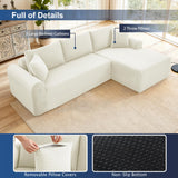 103'' Modular Sectional Sofa Cloud Couch Sectional with L-Shape Chaise, Modern Corduroy Modular Couch Sofa Bed with Throw Pillows, No Assembly Needed for Living Room, Right Facing Chaise, Beige Zyerch