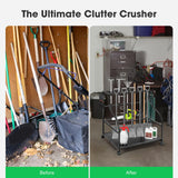 VIVOSUN Garden Tool Organizer, Heavy Duty Steel Tool Rack Tool Stand, Up to 68 Long-Handled Tools, Yard Tool Storage for Garage Shed Home and Outdoor, Rounded Style with Wheels VIVOSUN