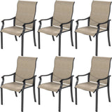 UDPATIO Patio Dining Chairs Set of 6, Outdoor Textilene Dining Chairs with High Back, Patio Furniture Chairs with Armrest, Metal Frame for Lawn Garden Backyard Deck, Brown UDPATIO