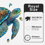 MYS Aurora Wooden Puzzles, Sea Turtle Jigsaw Puzzles 500 Pieces, Unique Shaped Wooden Puzzle for Adults and Kids, Family Game 16.9 x 20.7 Inch Mys Aurora
