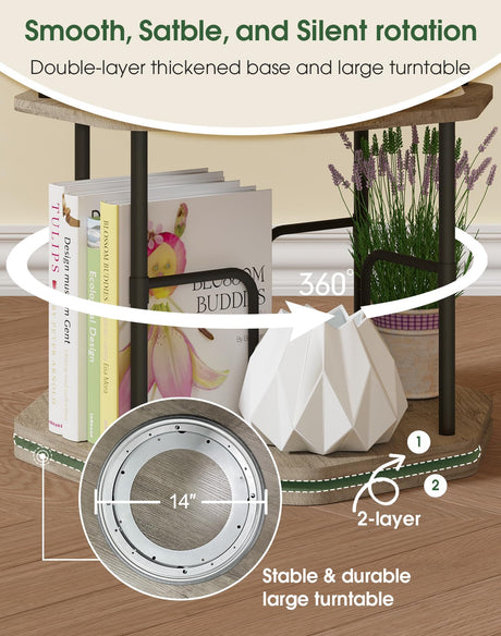 HOVANESTY 4 Tier Rotating Bookshelf, 360 Display Round Spinning Bookshelf Tower for Kids Room, Corner Shelf for Living Room, Office, Bedroom, Black HOVANESTY