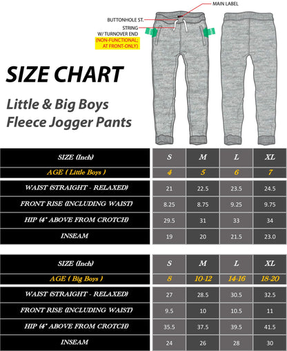 Southpole Boys' Big Active Basic Jogger Fleece Pants, White, Large / 14-16