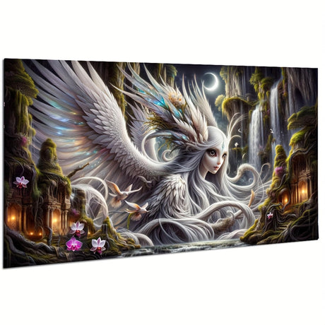 KUFWKEY 5D Diamond Painting Kit for Adults,Vibrant Phoenix Fairy Fantasy Waterfall Landscape,DIY Full Drill Round Diamond Art Kits,Diamond Mosaic Craft for Home Decor,Large Size 31.5x15.7inch KUFWKEY