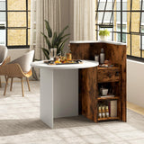 Tangkula Reception Desk, Front Counter Desk with Lockable Drawer & Adjustable Shelf, Oval Desktop, Retail Counter for Checkout, Computer Workstation for Salon Lobby Home Office Tangkula