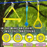 Ninja Slackline Ninja Warrior Obstacle Course for Kids-2x52ft with Swing, Rope Ladder,Climbing Bar,Ring,Outdoor Ninja Course Training Equipment Set for Backyard Just.smile