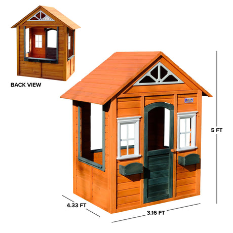Sportspower My First Wooden Playhouse: Working Door, Open Concept Design and Flower Pot Holders Constructed from Premium Wood (Pre-Cut and Stained) Sportspower