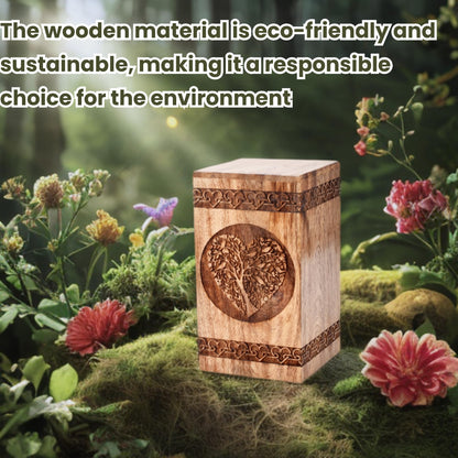 Tamanna Crafts Handcrafted Tree Of Life Mangowood Cremation Urn Box. Human Ashes Box/ Pets Ashes Box Engraved Handmade Wooden Burial Urn Box - WoodArtSupply