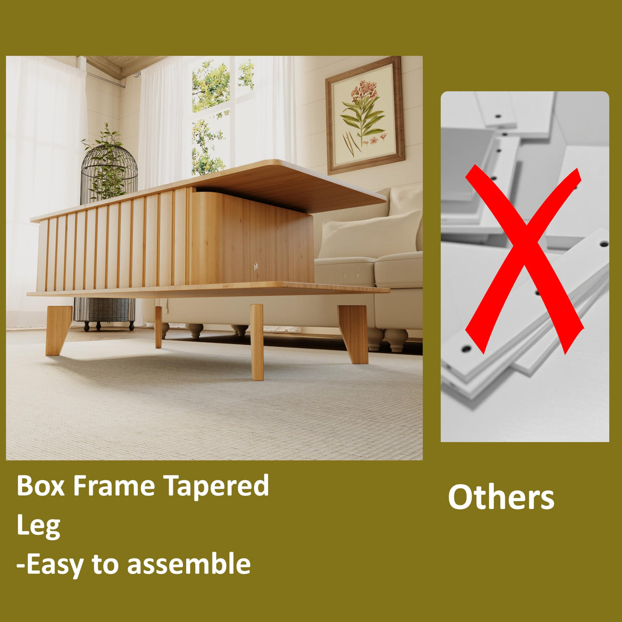 Jartoil Extendable Coffee Table with Storage, Wood Coffee Table with Hidden Compartment, Expandable Coffee Tables with Side Table for Living Home(Natural) Jartoil