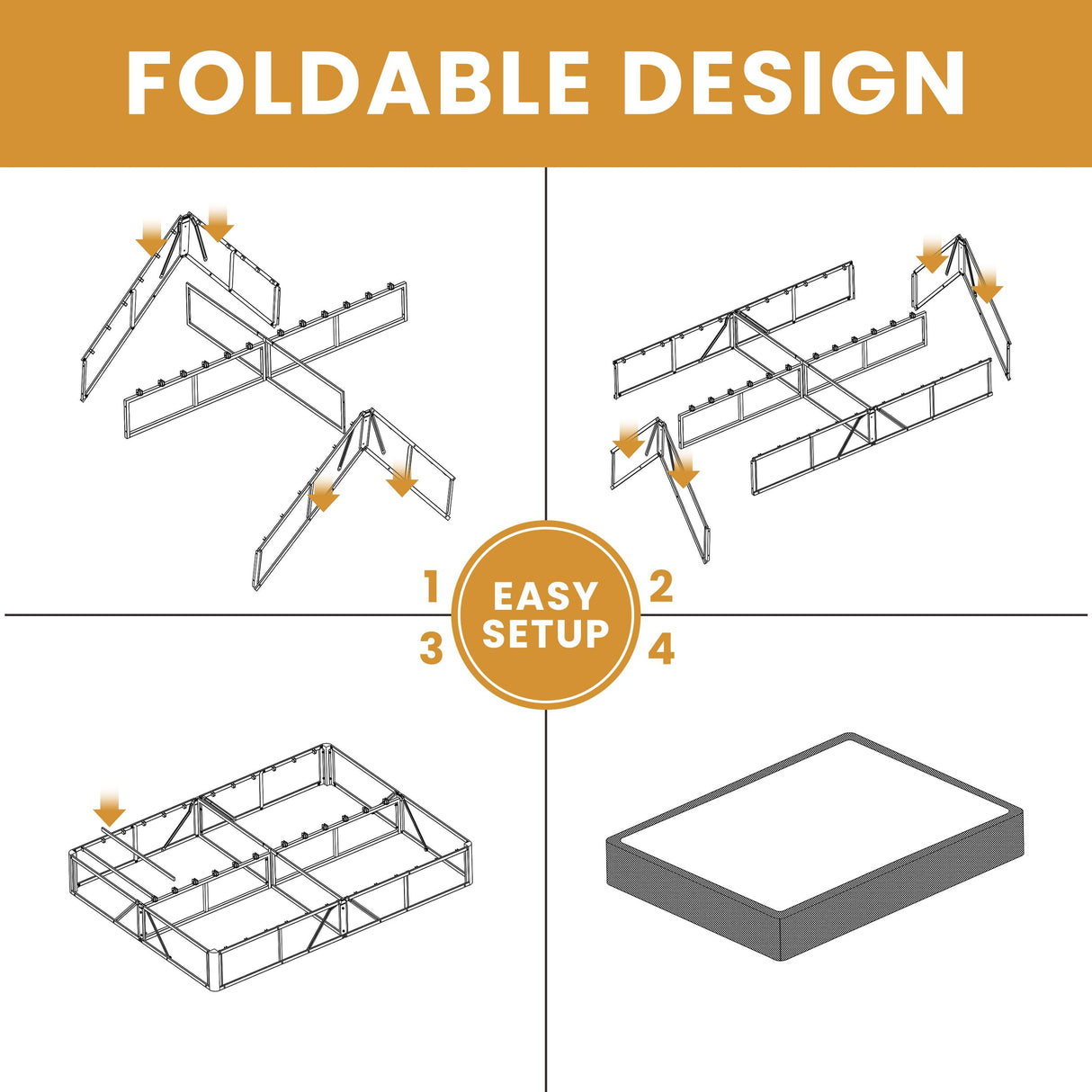 MAF Box Springs King Size 10 Inch, High Profile King Box Spring 3500 lbs Black Heavy Duty Metal Mattress Foundation with Easy Clean Fabric Cover, Easy Assembly MAF