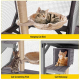 Aivituvin Catio Outdoor Cat Enclosure Wooden Cat Cage with Window Access Large Kitty House on Wheels 62.4’’ Indoor Patio Aivituvin