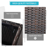 COSTWAY 3 Pieces Patio Rattan Furniture Set, Outdoor Wicker Cushioned Sofa with Tempered Glass Tabletop, Rattan Conversation Set for Porch Yard Balcony Backyard Pool, Turquoise COSTWAY