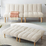 Modern Corduroy Convertible Folding Futon Couch Sofa Bed,with Adjustable Backrest Memory Foam Couch Double Loveseat Sofa for Compact Living Space,Dorm,Game Studio,Apartment,Bedroom (White) Gustonhon