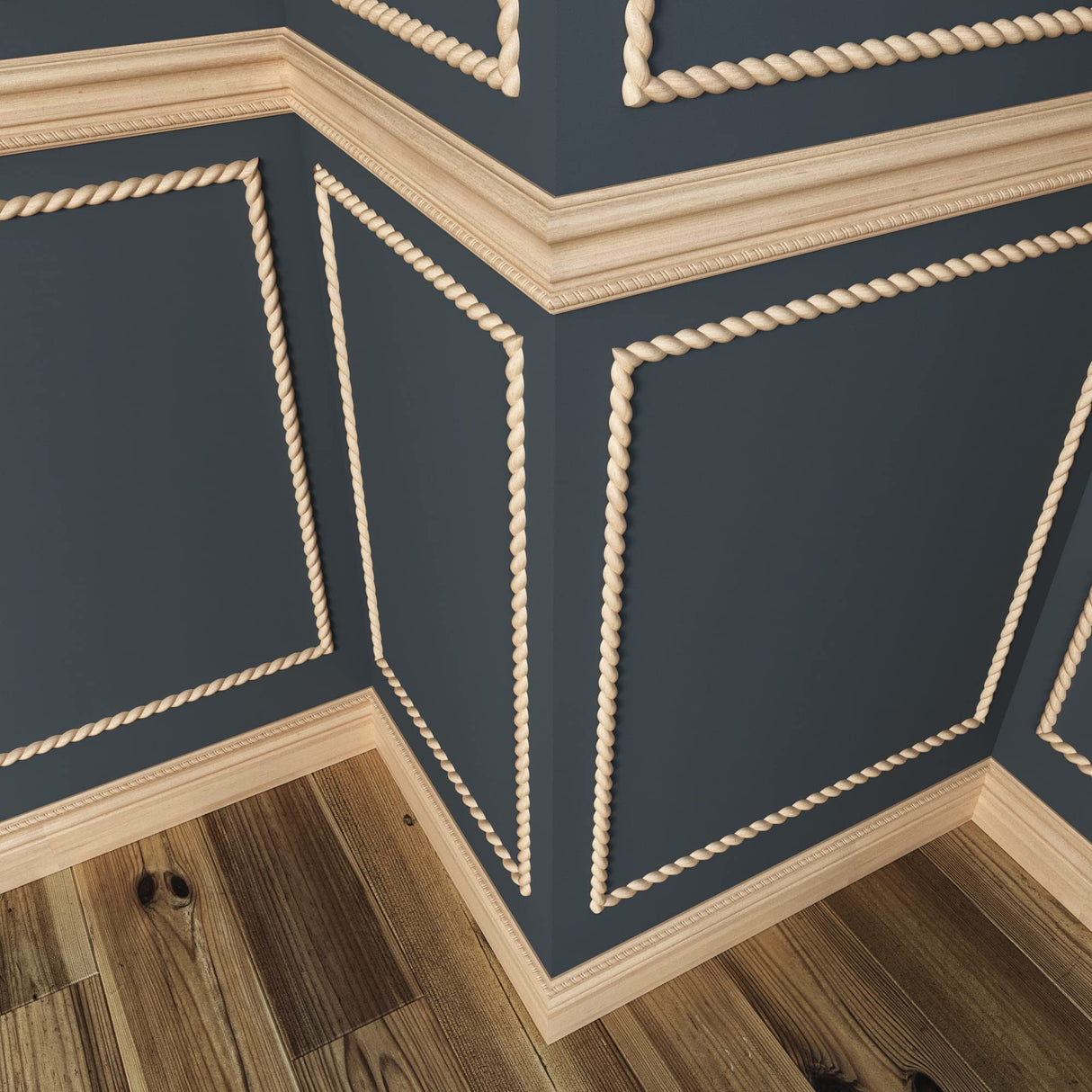 2027/2-4WHW Unfinished White Hardwood Rope Twist Trim Moulding ORNAMENTAL