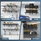 Jusgym 4 Pack Heavy Duty Garage Wall Shelving Set (2x3ft), Wall Mounted Garage Shelves 1000lbs Capacity, 24"x72" Shelf Storage Rack Floating Shelves, Black Jusgym