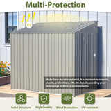 YOPTO 4x8 FT Outdoor Storage Shed,Lean to Lockable Metal Garden Shed Steel with Reinforced Beams,All Weather Waterproof Storage House W/Lockable Door&2 Air Vents,for Backyard,Patio,Lawn,Garden,Gray YOPTO