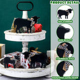 Bucherry 3 Pcs Farmhouse Cows Tiered Tray Decor Wooden Cow Tabletop Rustic Block Centerpiece Cow Table Sign Standing Ornament for Home Kitchen Holiday Party Decor(Popular Style) Bucherry