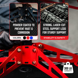 Vyper Robust Steel Sport Shop Chair for Mechanics, Automotive, DIY - 300 lb Capacity Garage Stool with Backrest and Large Wheels, Shop Stool (Black Seat, Blue Frame) Vyper Industrial