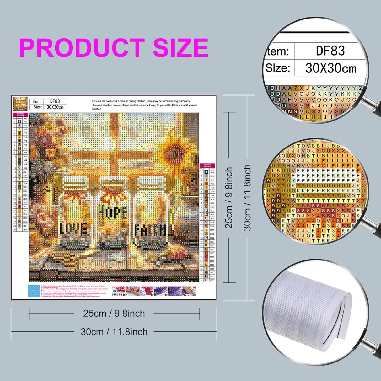 5D Diamond Art Painting Kits for Adults Beginner,Faith,Hope,Love Wishing Bottle Diamond Art On Canvas,DIY Religious Christian Diamond Dots Gem Arts and Crafts for Home Wall Decor 12X12IN DIYDECORFUN