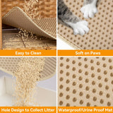 Cat Litter Box Enclosure Furniture Hidden with Soft Mat,Handwoven Rattan Cat House with Door for Large Cats Stylish Hidden Washroom Furniture for Living Room, Bedroom, or Balcony,Natural KOUSEI