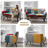 Bonzy Home Modern Boho Loveseat Couch Sofa Chair for Living Room Bedroom, Upholstered Colorful Plaid Fabric 2-Seat Love Seat Sofa with Wood Leg for Small Space, One Loveseat Bonzy Home
