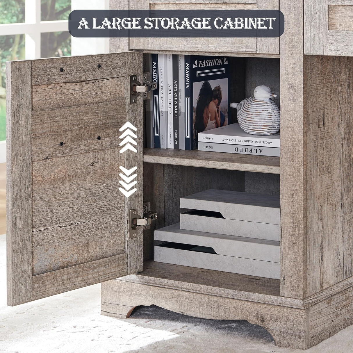 RedLemon 60" Farmhouse L Shaped Desk with Hutch, Wood Home Office Executive Desk with Drawer, Charging Station, File Drawer, Storage Cabinet, Rustic Writing Computer Desk (Light Rustic Oak) RedLemon