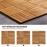 Yaheetech 27PCS Acacia Wood Interlocking Flooring Tiles Waterproof Flooring for Outdoor & Indoor Patio,Balcony,Garden,Poolside,12 × 12 in Yaheetech