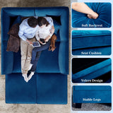 Vongrasig 6 Pieces Sectional Couch Modular Sofa with Reversible Chaise Velvet U-Shaped Couch Sofa 6-seat Modular Large Sectional Couch with Ottoman for Living Room, Upholstered Cushion (Dark Blue) Vongrasig