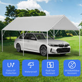 Canopy Replacement Cover for 10' x 20' Carport Frame, 200G Heavy Duty Replacement Top Cover for Car Garage, Waterproof & UV Protected Tarp with 48 Ball Bungees (Only Cover, Frame Not Included), White Fetuero