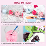 MXJSUA 4 Pack Framed Cute Animals Paint by Numbers for Kids Ages 6-12, Panda Elephant Sloth Koala Paint by Number Kits for Children Beginner, Acrylic Oil Painting for Home Wall Decor (8x8inch) MXJSUA