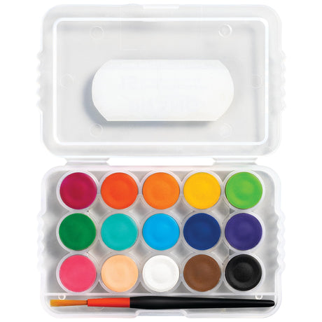 Prang Mini Watercolor Paint Sets, (Bulk Pack of 24) Palette Tray and Brush, 15 Assorted Colors, Art Party Favors, Prizes, Stocking Stuffers Prang