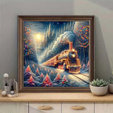 Ekuxom Christmas Diamond Art Kits for Adults, Christmas Train Diamond Painting Kits for Adults, DIY 5D Full Round Drill Gem Art Paint for Gifts Home Wall Decor 14x14in Ekuxom