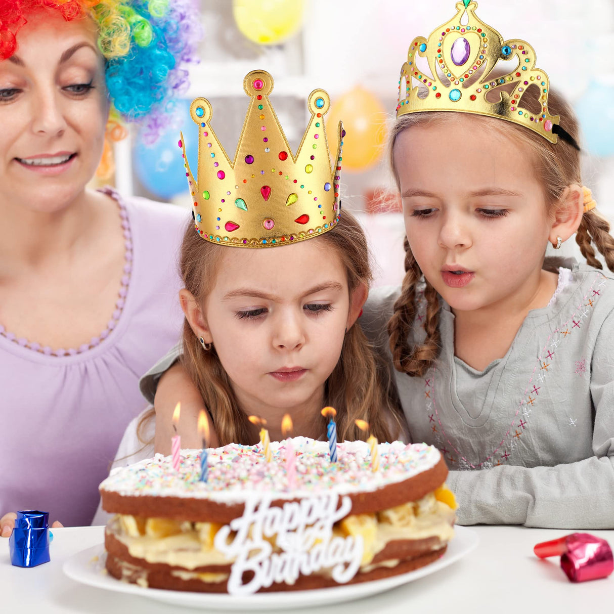 12 Pieces Foam Princess Tiaras Crown 928 Pieces Gem Stickers 12 Gem Rings Craft Making Kits Birthday Party Favors MTLEE