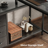 Huuger Reversible L Shaped Computer Desk with Drawers, Gaming Desk with LED Lights and Power Outlets, Office Desk with Storage Shelves, Corner Desk with Monitor Stand, for Home & Office, Gray Huuger