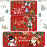 Drydiet 3 Pcs Christmas Kitchen Rugs and Mats Set Xmas Winter Farmhouse Non Slip Rugs Christmas Snowman Candy Holly Berries Floor Mats for Kitchen Home Hallway Holiday Decor, 17 x 29 and 17 x 47 Inch Drydiet