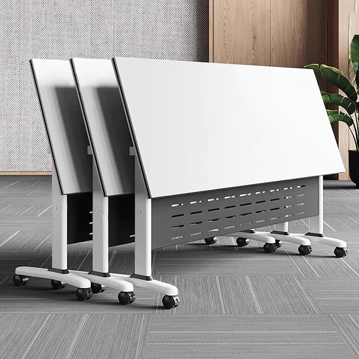 HSHBDDM Conference Table Foldable Meeting Tables, Conference Rooms Training Rooms Flip Top Mobile Training Table, Rolling Meeting Table with Caster Wheels, Suitable for Office,Meeting Room,classr HSHBDDM