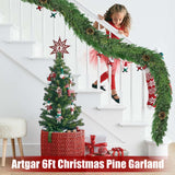 Artgar 6 Ft Christmas Garland - Cedar Garland - Cypress Garland with Pine Cone - Real Touch Pine Garland - Garland Christmas Decorations for Home Dining Table Mantel Porch Winter Christmas Decor Artgar