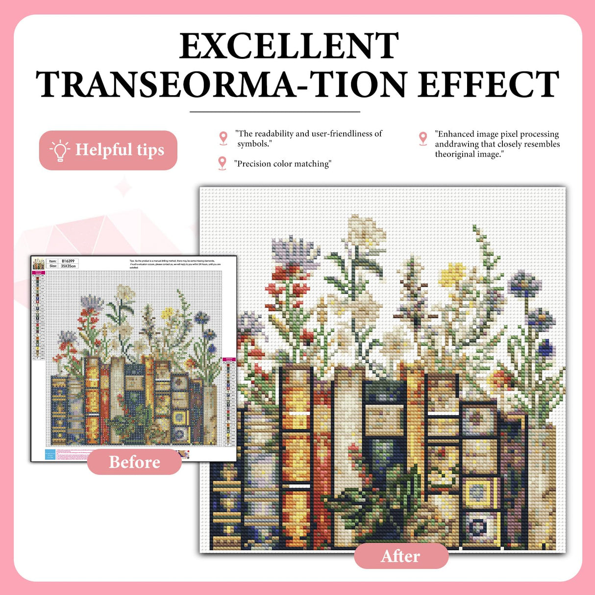 Yezavesu Book Diamond Art Kits for Adults, Book Flower Diamond Painting Kit for Beginners, 5D DIY Round Full Drill Painting with Gem Art Craft Kits for Home Wall Decor 14x14 Inch Yezavesu