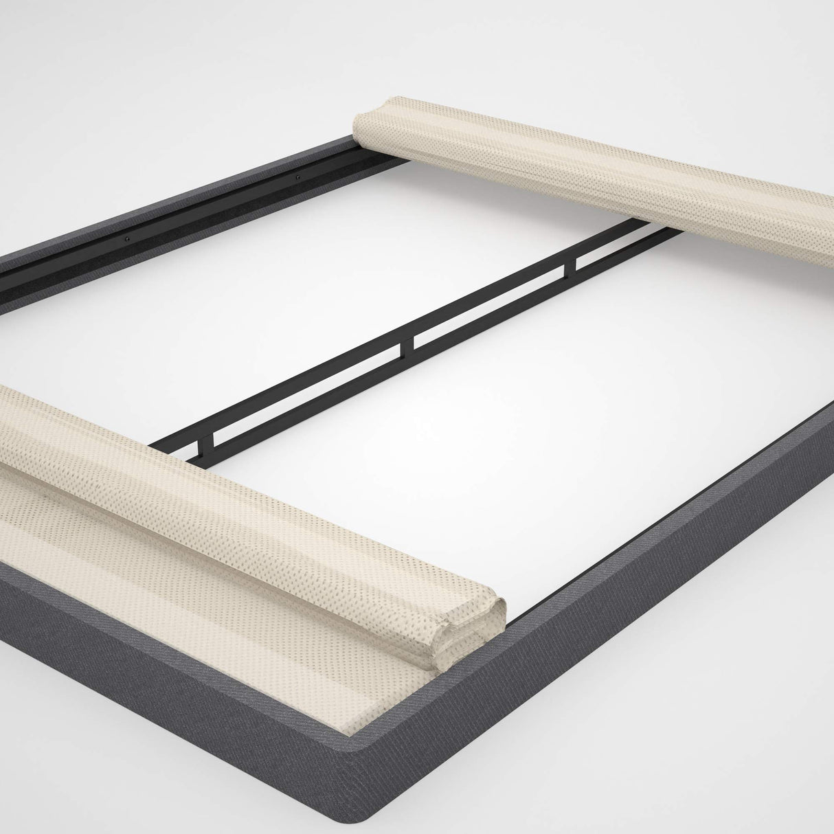 ZINUS Upholstered Metal and Wood Box Spring / 4 Inch Mattress Foundation / Easy Assembly / Fabric Paneled Design, King, Grey Zinus