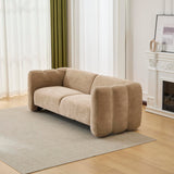 Christopher Knight Home Ahri 83'' Wood Frame Lounge Sofa Couch with Wave Design, Soft Seating 3-Seater Sofa with Armrests, Comfy Velvet Upholstered Home Sofa for Living Room and Office, Camel Christopher Knight Home