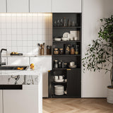 INNOD 72" Tall Book Shelve Bookcases with Doors, Floor Standing 6 Shelf Display Storage Shelves, Book Shelf with Storage Cabinet, Home Decor Furniture for Living Room Bedroom and Home Office INNOD