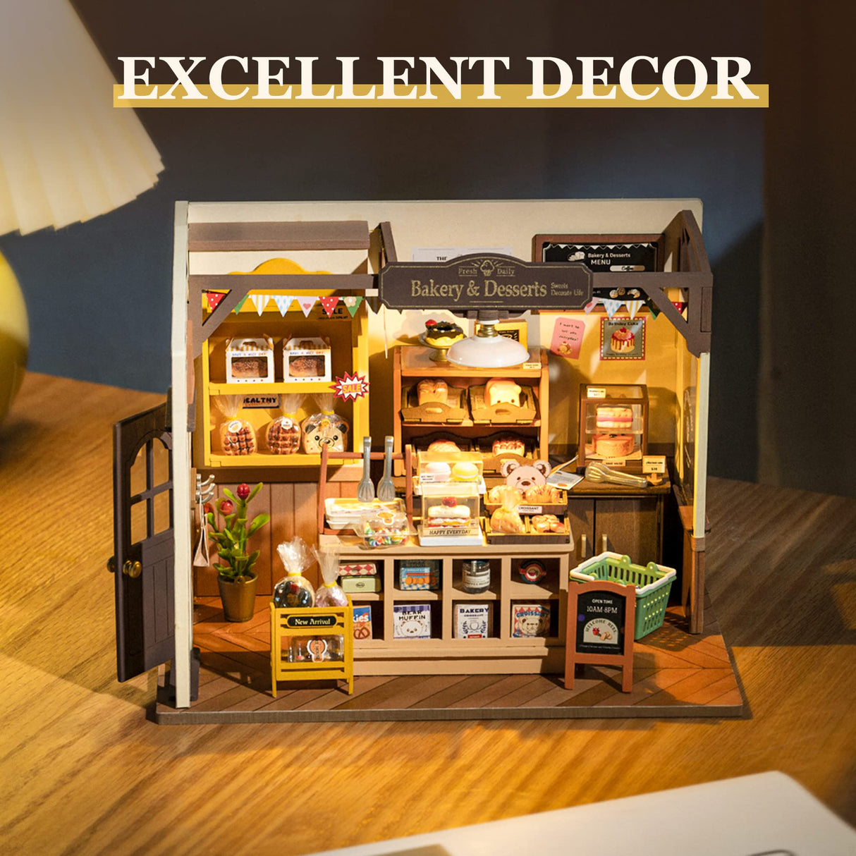 ROBOTIME Miniature House Kit DIY Mini Dollhouse with Accessories Tiny Store Making Kit with LED Light Hobby Birthday Gifts for Adults ROBOTIME