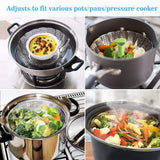 Consevisen Vegetable Steamer Basket for Cooking Food, Stainless Steel Veggie Steam Basket for Pot, Folding Expandable Steaming Insert with Extendable Handle Fits Various Size Pot, 5.1" to 9" Consevisen