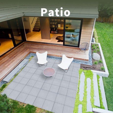 Fast-drying Outdoor Decking for Garden, Kennel, Storage Shed, Basement, Garage, Patio, Balcony,Bathroom, 10 PCS 12''x12'' Heavy-duty Interlocking Decking Tiles, Maximum Bearing Capacity up to 6613 LBs Romlits