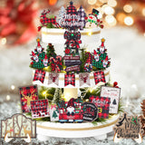 TAKEALOOKO Christmas Tiered Tray Decor Set - 24Pcs Wooden Signs Snowman Gnome Truck Ornaments, Family Party Rustic Farmhouse Holiday Decorations for Table Shelf Centerpiece Xmas Home TAKEALOOKO