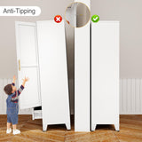 winiowa Metal Armoire Wardrobe Closet with Drawer, 71" Wardrobe Cabinet with Adjustable Shelves and Hanging Rod, Clothing Storage Cabinet Closet with Mirror for Bedroom-White winiowa