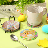 UPINS 8 Pieces Easter Diamond Art Coasters,Bunnies Diamond Art Coaster for Adults Diamond Kits Supplies for Spring Easter Gift UPINS