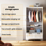 ANCTOR Armoire Wardrobe Closet, 71" H Wooden Clothing Storage Cabinet with 2 Doors and 2 Drawers, Bedroom Freestanding Wardrobe Combination with Hanging Rod and Adjustable Shelves, White ANCTOR