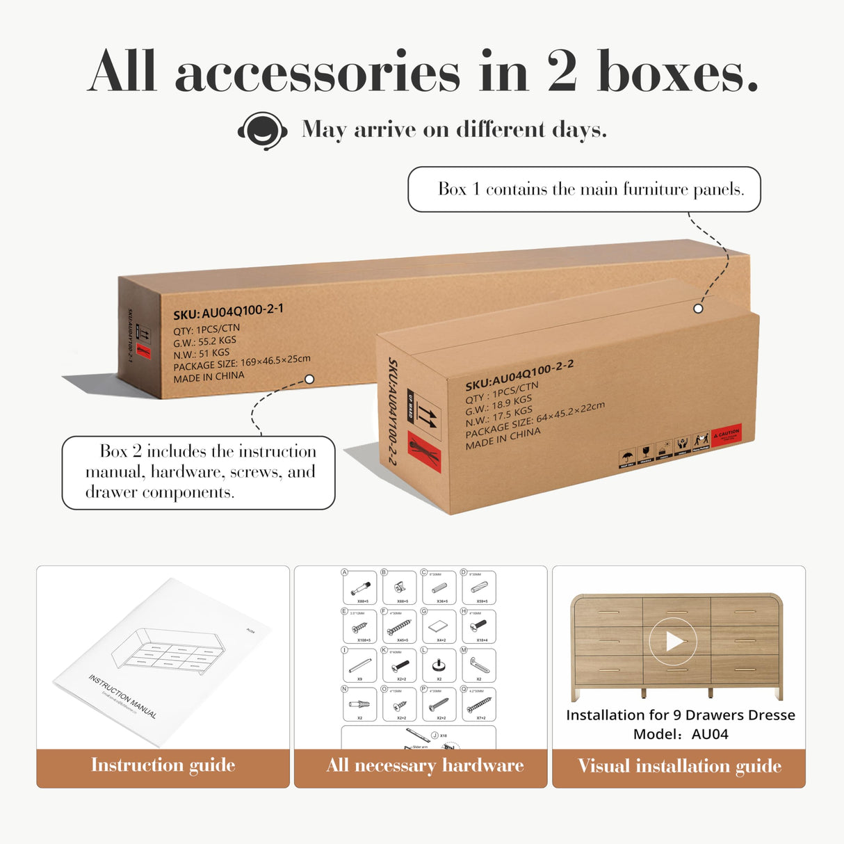 EliteSet Curved 9-Drawer Dresser for Bedroom, 63" Wide Modern Chest of Drawers, Vanity Desk TV Stand for Living Room, Closet Storage Drawers Organizer Furniture, Nursery, Hallway, Oak EliteSet