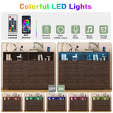 Hipicute 8 Drawers Wooden Dressers for Bedroom Living Room, Hallway, Wood Dressers with Led Lights and Charging Station, 55" Wide Chest of Drawers, Modern Wood TV Stand Dresser for 55" TV (Brown) Hipicute